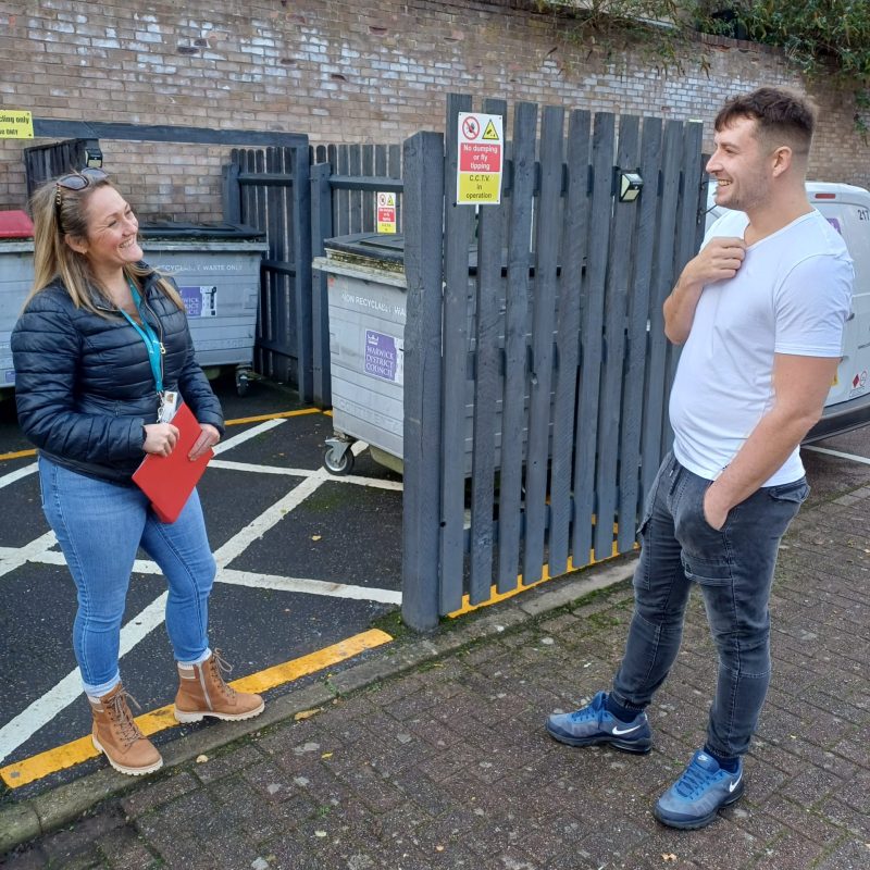 Stonewater colleague talking to a customer at Waterside Court
