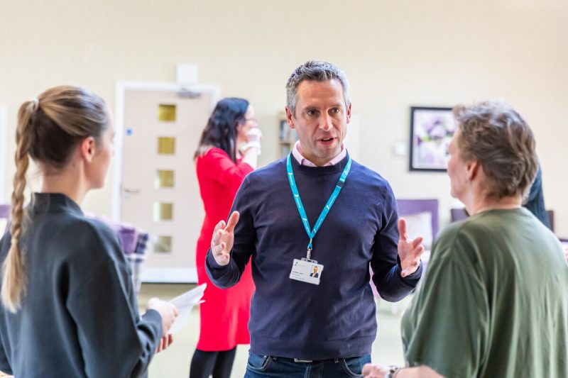 Jonathan Layzell, Chief Executive of Stonewater talking to customers at Abbey Lodge, Nottingham