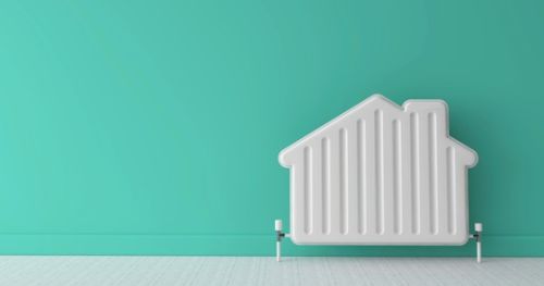 Radiator shaped like a house.